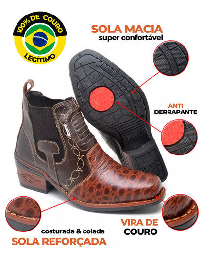 Bota Country Texana Carrapeta Rodeio em Couro 100% Legítimo (FRETE GRÁTIS & RÁPIDO)