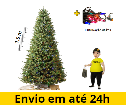 Árvore Natal Luxo Tamanho 1,5 m + Iluminação Grátis