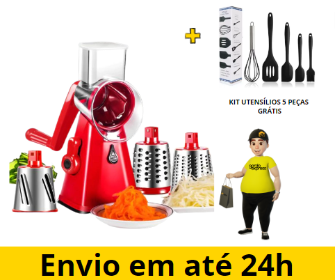 Cortador e Fatiador de Legumes Multifuncional + kit 5 Peças de Utensílios Grátis
